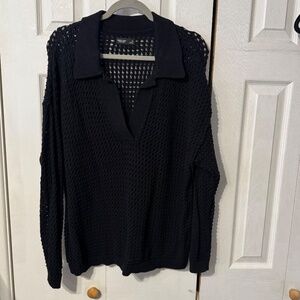 Simply Vera Vera Wang Black Crotched Collared Sweater - Size XL